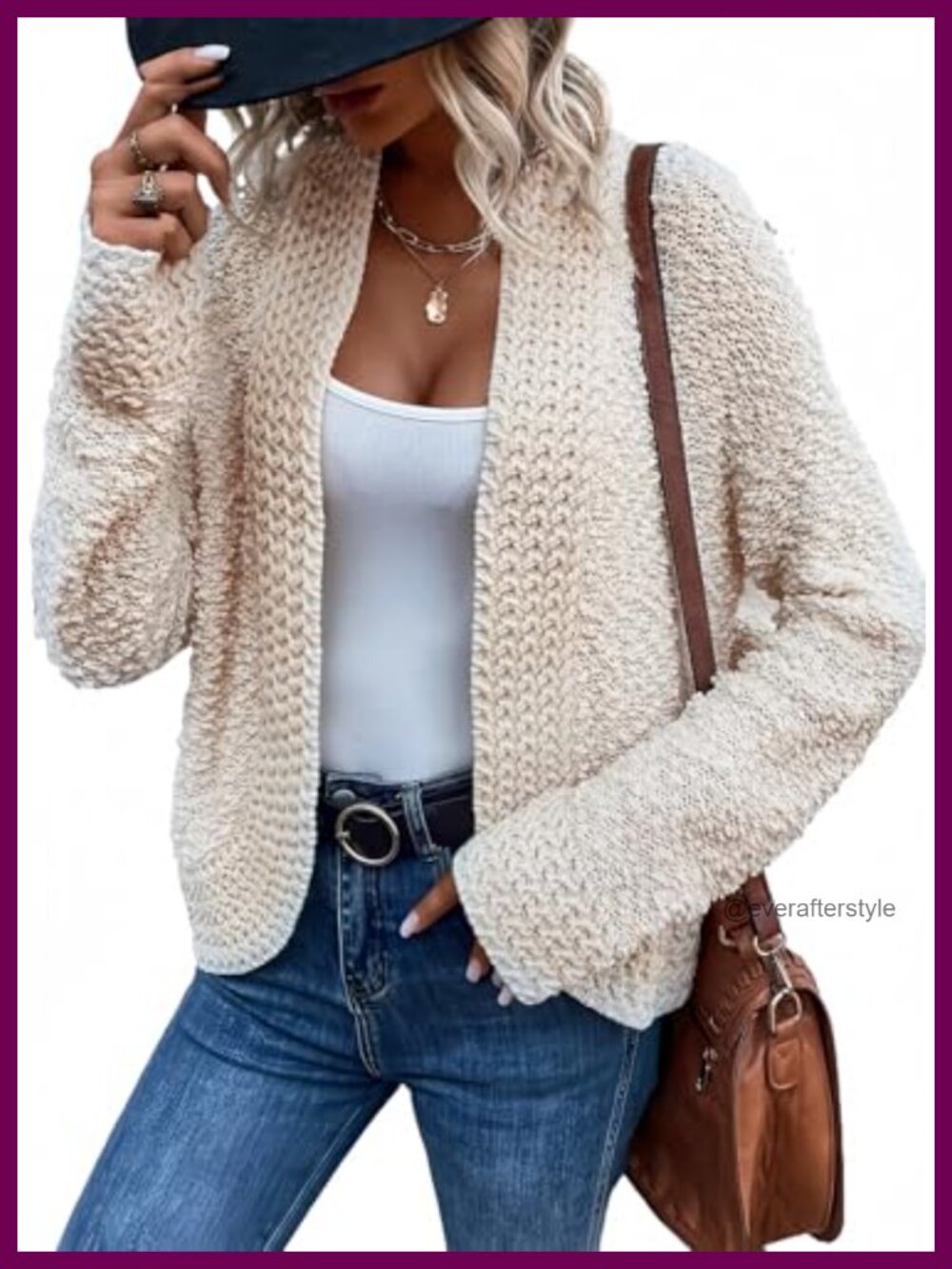 Open Front Chunky Knit Cardigan Loose Fit Long Sleeve Sweater